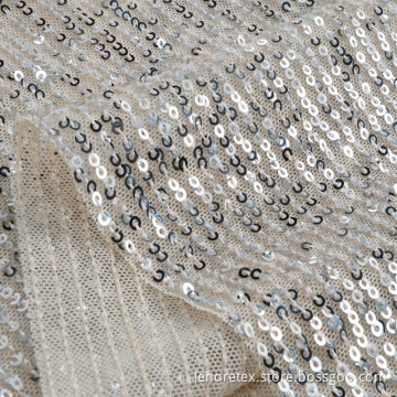 Nylon Knit Metallic Metal Sequin Embroidery Mesh Fabric